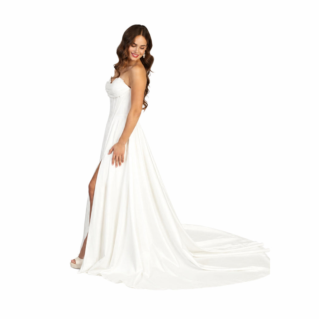 Cindy-50519 White Strapless Wedding Dress Corset Bodice