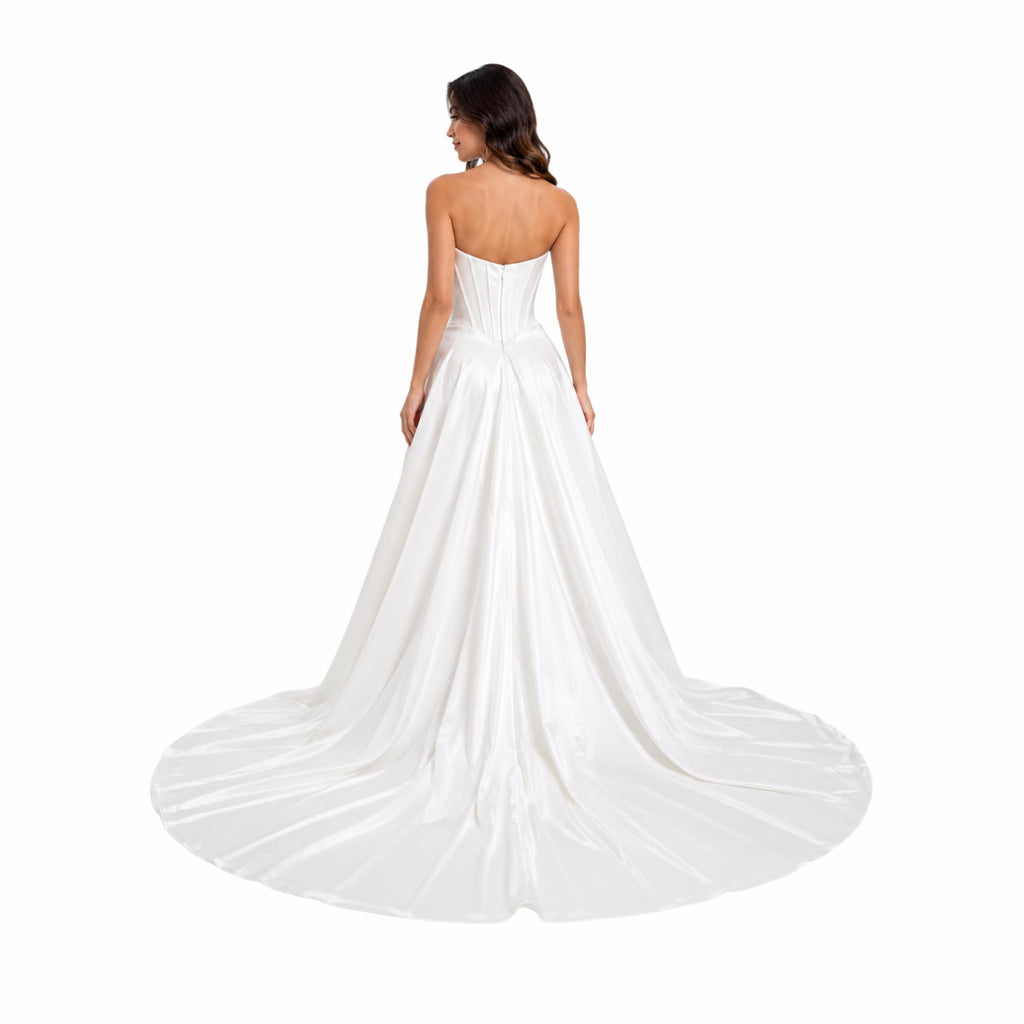 Cindy-50519 White Strapless Wedding Dress Corset Bodice