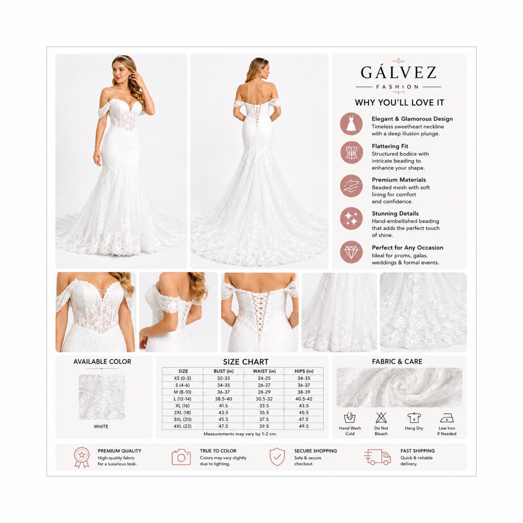 Cindy -C722 Elegant Off White -Shoulder Bridal Gown with Intricate Lace Detailing and Flowing Train for a Timeless Look