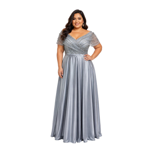 Cindy-50533 Elegant Long Dress with Off-Shoulder Design and Flowing Skirt for Special Occasions Formal Womenswear Elegance
