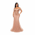Lenovia-8523 Elegant Off Shoulder Mermaid Prom Dress, Beaded Corset Evening Gown, Formal Wedding Guest Dress, Gala & Special Occasion Gown