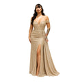 Cindy-50460 Elegant Off Shoulder Glitter Evening Gown with Beaded Corset Bodice High Slit Formal Prom Wedding Guest Dress XS to 3XL