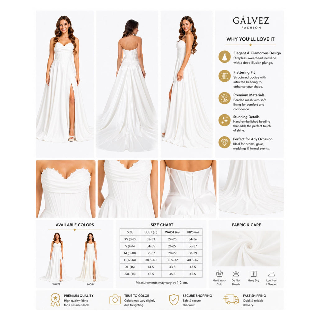 Cindy-50519 White Strapless Wedding Dress Corset Bodice