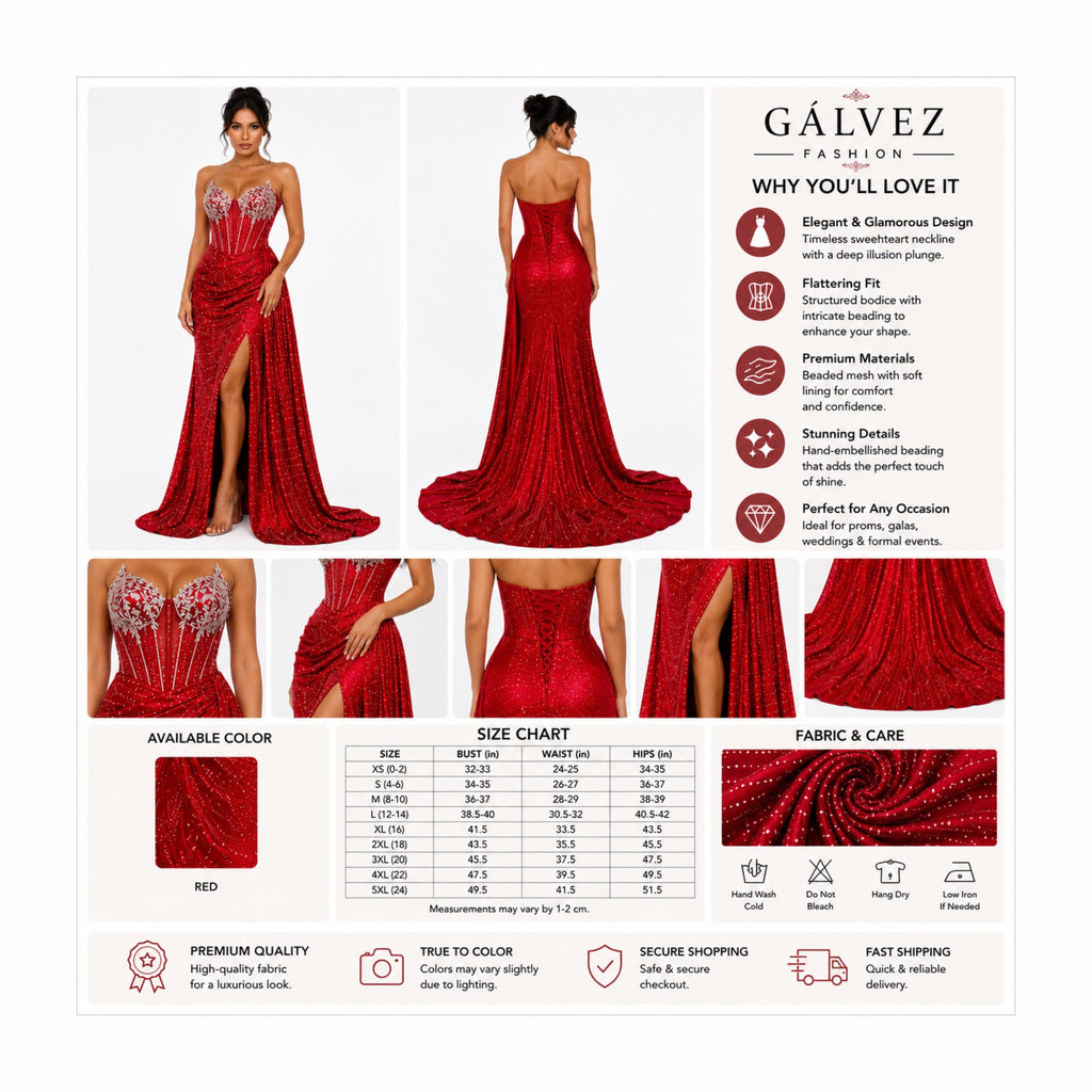 VS-0372 Luxury Rhinestone Corset Prom Dress – Satin Mermaid Evening Gown with High Slit, Lace-Up Back & Sparkling Beaded Bust