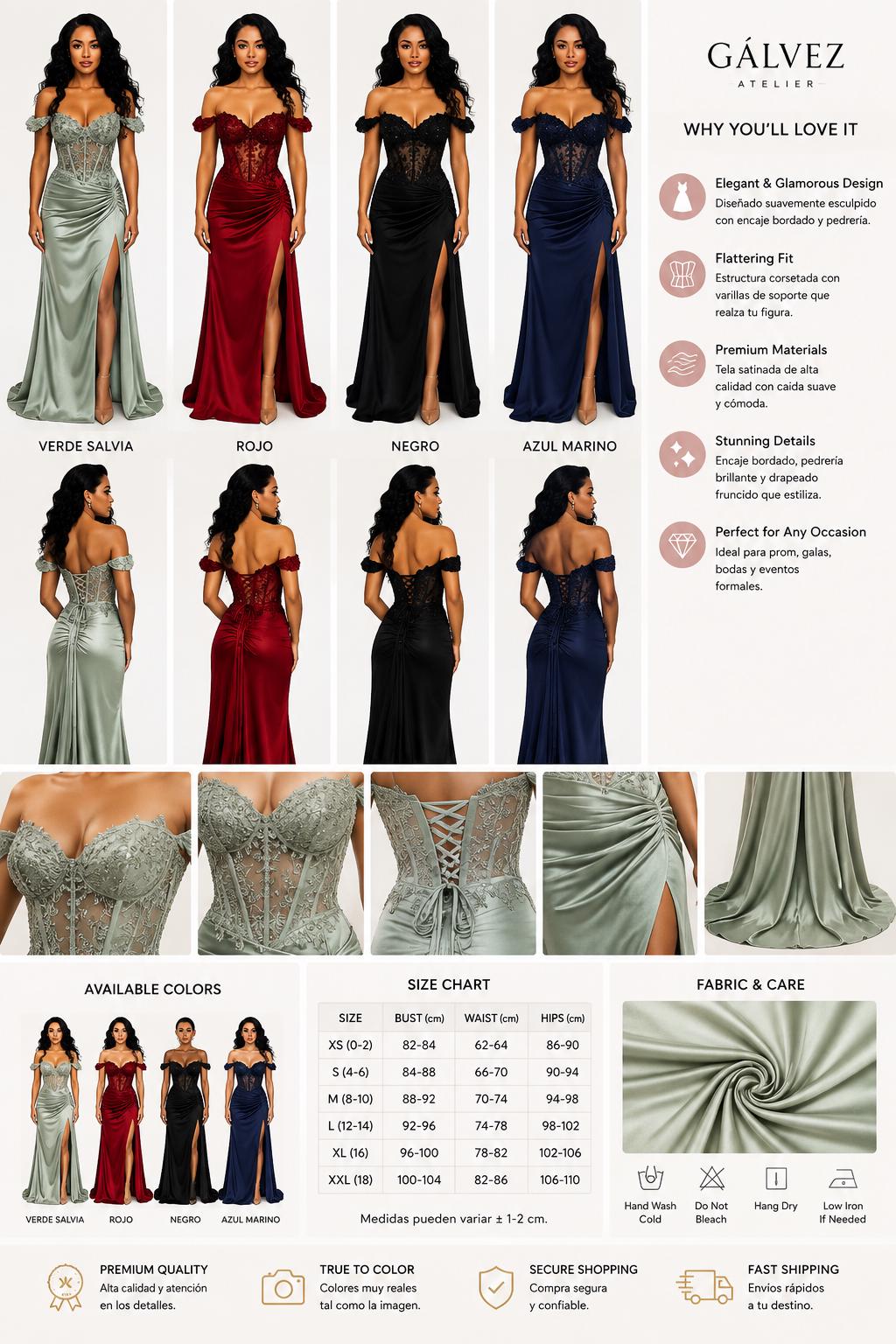 VS 31020 Elegant Off Shoulder Corset Evening Gown with 3D Floral Lace, High Slit & Draped Satin Skirt – Formal Prom Dress for Women