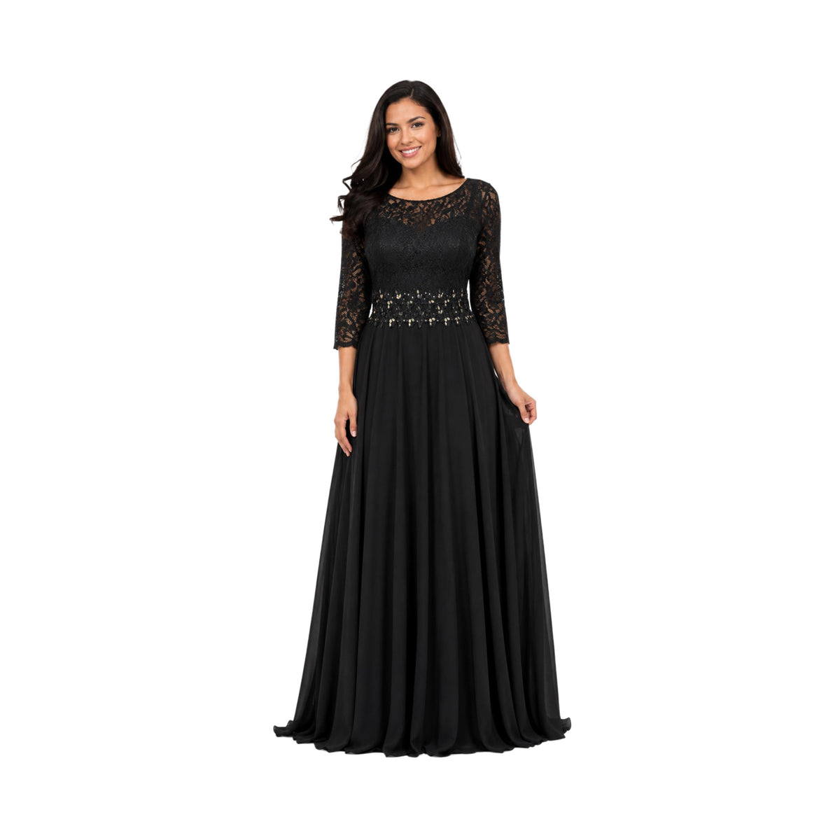Cindy-1608 Elegant Women's Long Sleeve Formal Maxi Dress, Modest Evening Gown, Wedding Guest Dress, Prom Party Dress, Special Occasion