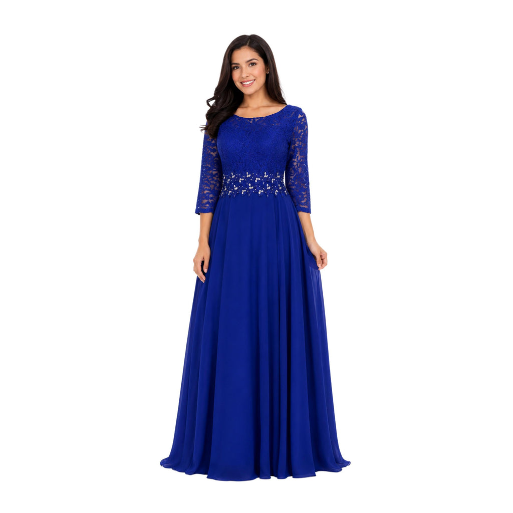 Cindy-1608 Elegant Women's Long Sleeve Formal Maxi Dress, Modest Evening Gown, Wedding Guest Dress, Prom Party Dress, Special Occasion