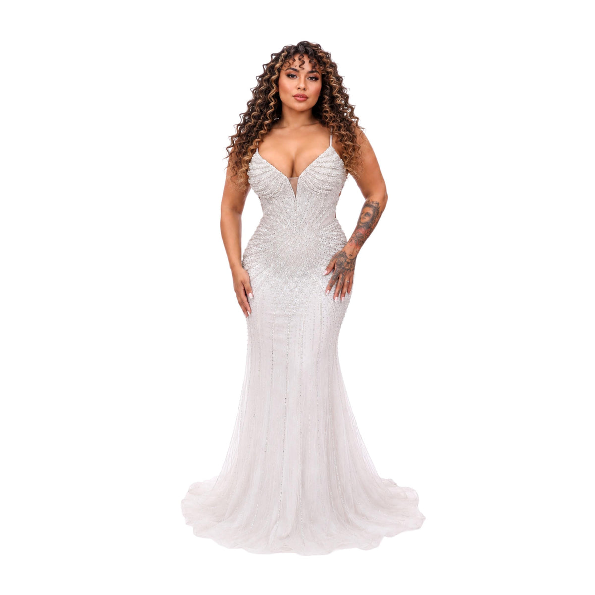 VS-2602 Elegant Mermaid Evening Gown, Spaghetti Strap Formal Maxi Dress, Wedding Guest Prom Dress, Fitted Special Occasion Party Gown