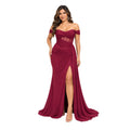 Adora-3405 Women's Elegant Off Shoulder Sweetheart Neckline Formal Maxi Dress with Sheer Boned Corset Bodice, Lace Up , Ruched Draped Waist