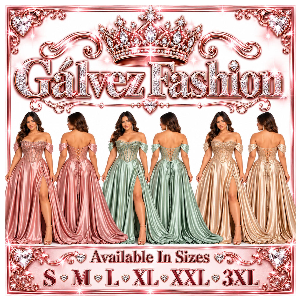 Cindy-50531 Women's Elegant Satin Evening Gown with Beaded Sheer Corset Bodice, Off Shoulder Draped Sleeves, Lace Up Back, High Side Slit