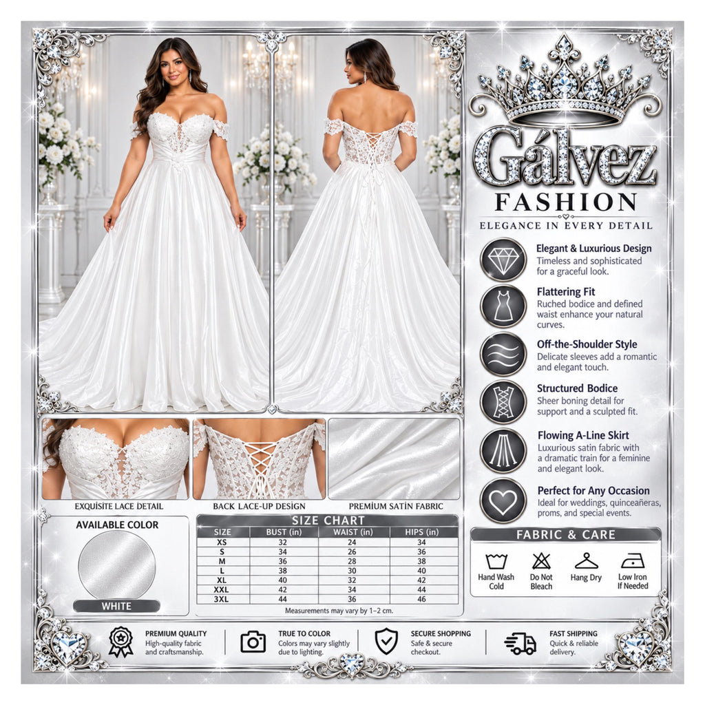 Cindy-744 Women's Elegant Formal Gown with Floral Lace Bodice, Sweetheart Neckline, Off Shoulder Lace Sleeves, Lace Up Corset Back