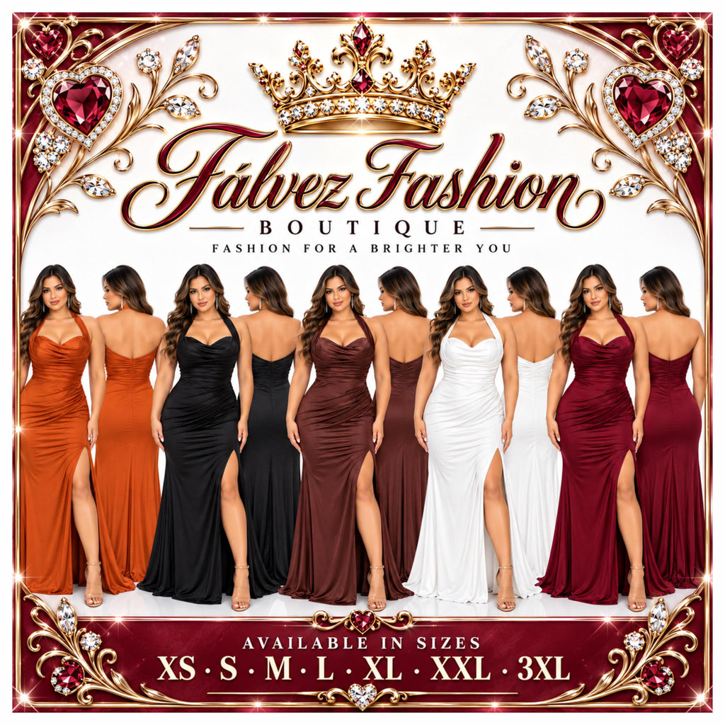 Eureka-EK191 Women's Elegant Halter Neck Maxi Evening Dress with Sweetheart Neckline, Ruched Bodice, Draped Waist, High Front Slit