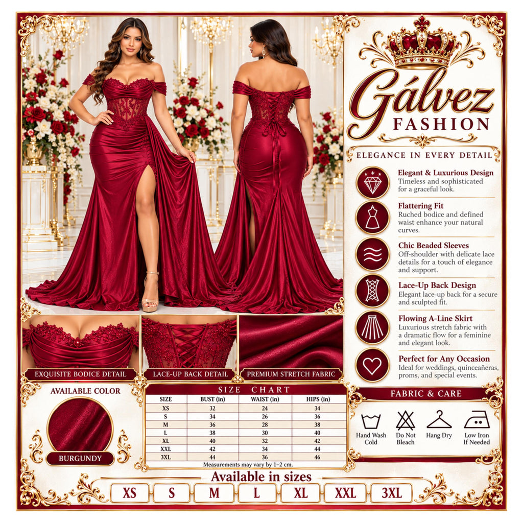 Dancing Queen-4619 Women's Elegant Off Shoulder Satin Mermaid Evening Gown with Sheer Beaded Corset Bodice, Draped Sweetheart Neckline