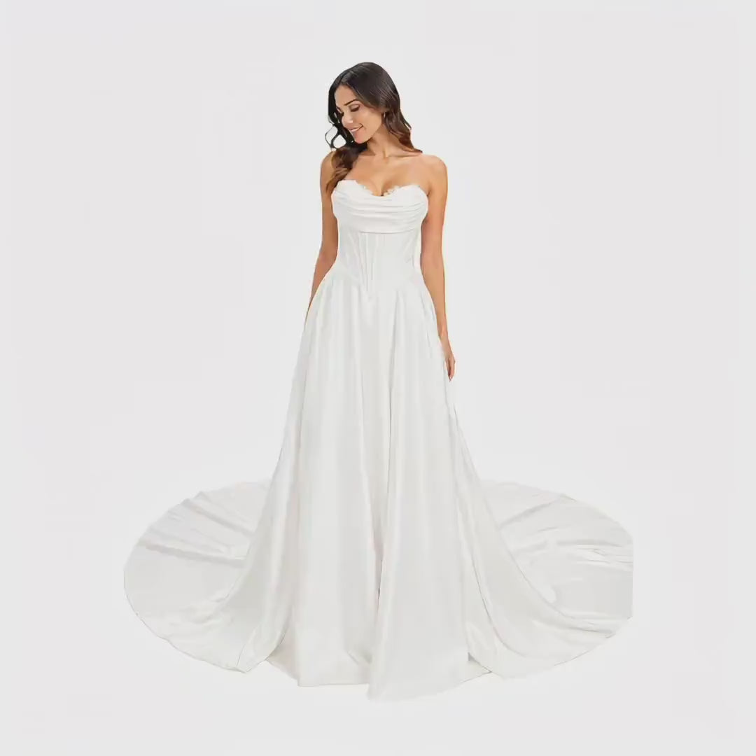 Cindy-50519 White Strapless Wedding Dress Corset Bodice