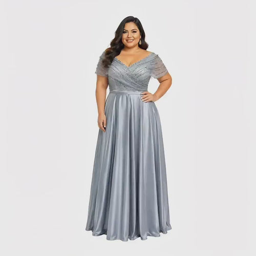Cindy-50533 Elegant Long Dress with Off-Shoulder Design and Flowing Skirt for Special Occasions Formal Womenswear Elegance